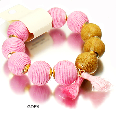 THREAD BALL WOOD ELASTIC TASSEL BR(BF0015-FB1360)