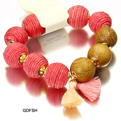 THREAD BALL WOOD ELASTIC TASSEL BR(BF0015-FB1360)