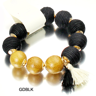 THREAD BALL WOOD ELASTIC TASSEL BR(BF0015-FB1360)