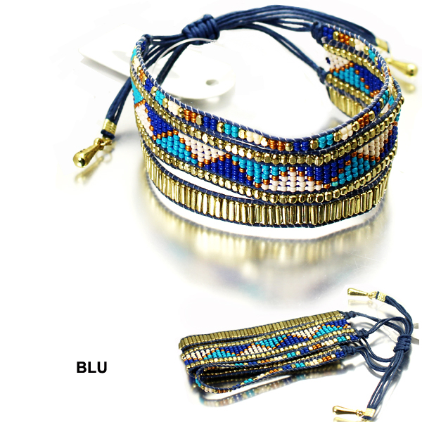 FASHION SEED BEAD TIE BR(BF0192-AB9588)