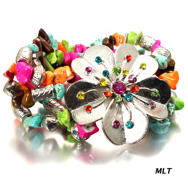 FASHION FLOWER MULTI STONE BR(BF0360-DB4403)