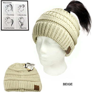 DZ-BEANIE PONYTAIL C.C HAT(CB0012-MB20A)