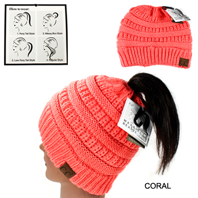 DZ-BEANIE PONYTAIL C.C HAT(CB0012-MB20A)