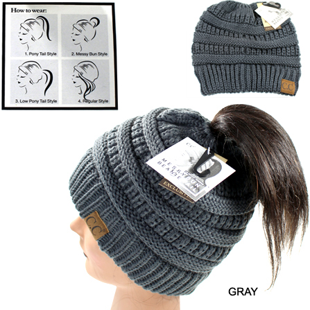 DZ-BEANIE PONYTAIL C.C HAT(CB0012-MB20A)