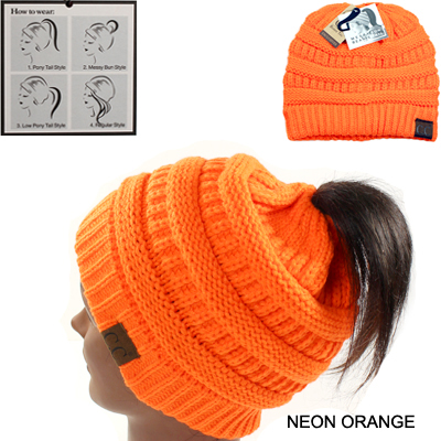 DZ-BEANIE PONYTAIL NEON COLOR C.C HAT(CB0014-MB20A)