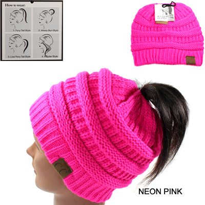 DZ-BEANIE PONYTAIL NEON COLOR C.C HAT(CB0014-MB20A)