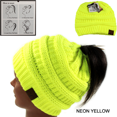 DZ-BEANIE PONYTAIL NEON COLOR C.C HAT(CB0014-MB20A)