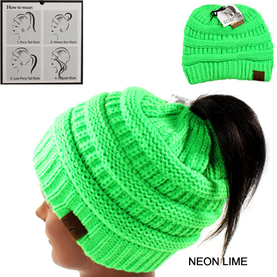 DZ-BEANIE PONYTAIL NEON COLOR C.C HAT(CB0014-MB20A)