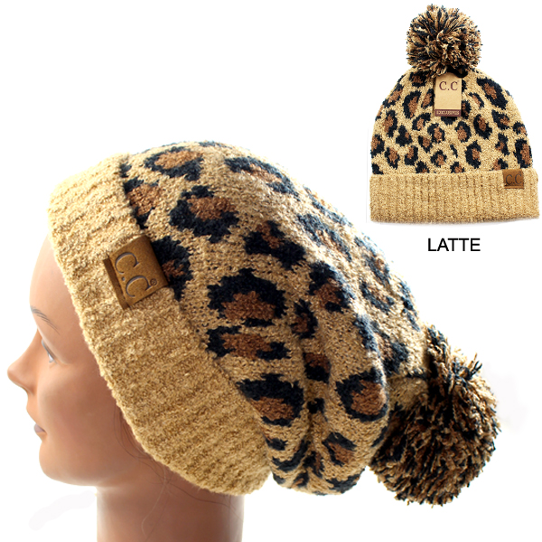 DZ-C.C LEOPARD JACQUARD KNIT BEANIE(CB0019-HAT7001)