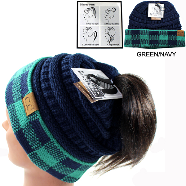 DZ-C.C BUFFALO CHECK MASSY BUN PONYTAIL(CB0020-HAT82)