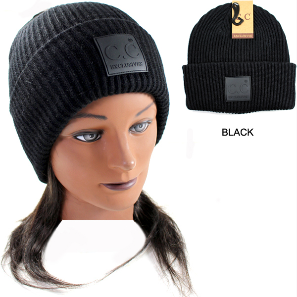 DZ-C.C KNIT BEANIE WITH C.C RUBBER(CB0022-HAT7007)