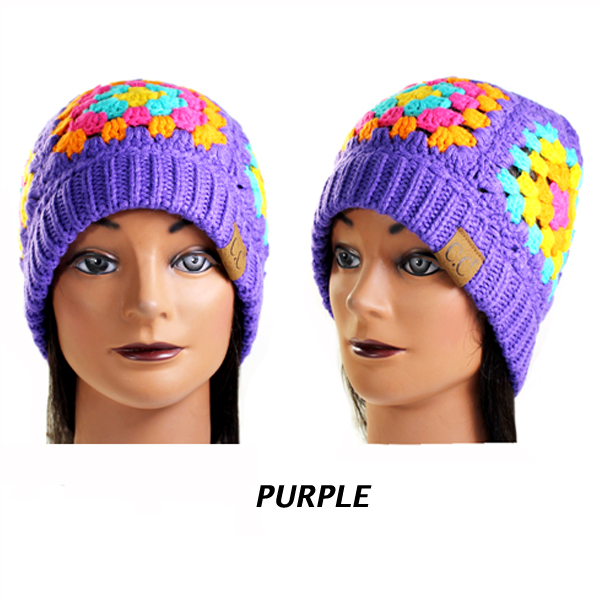 C.C MULTI COLOR CROCHET BEANIE(CB0028-HAT7393)