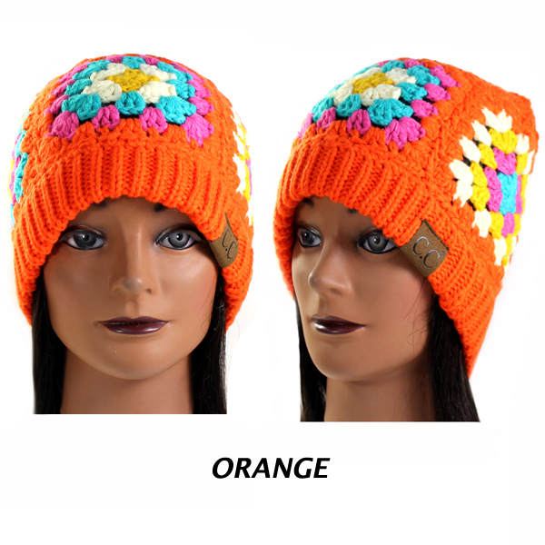 C.C MULTI COLOR CROCHET BEANIE(CB0028-HAT7393)