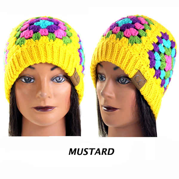 C.C MULTI COLOR CROCHET BEANIE(CB0028-HAT7393)