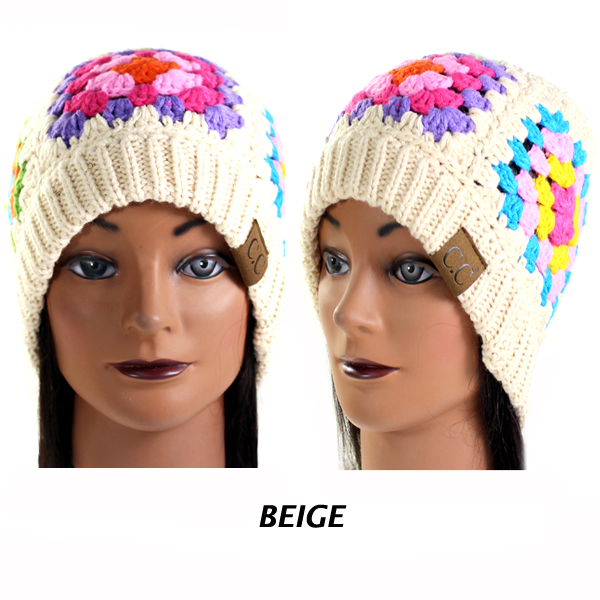 C.C MULTI COLOR CROCHET BEANIE(CB0028-HAT7393)