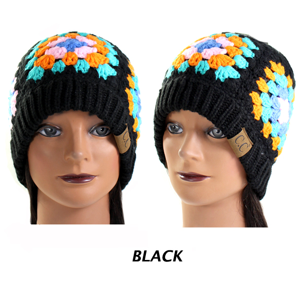 C.C MULTI COLOR CROCHET BEANIE(CB0028-HAT7393)