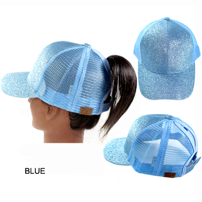 C.C GLITTER PONY TAIL CAP W/MESH(CC0012-BT6)