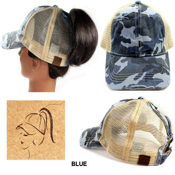 C.C CAMOUFLAGE PATTERN PONYTAIL CAP(CC0023-BT15)