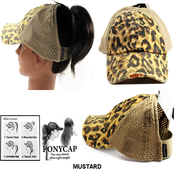 C.C LEOPARD DISTRESSED DENIM CAP(CC0025-BT786)