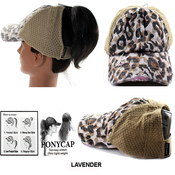 C.C LEOPARD DISTRESSED DENIM CAP(CC0025-BT786)