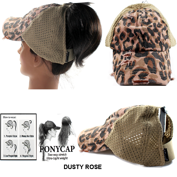 C.C LEOPARD DISTRESSED DENIM CAP(CC0025-BT786)