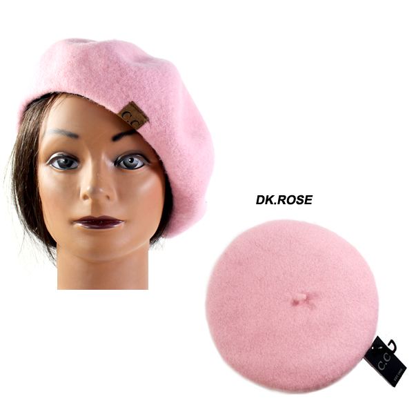 C.C SOLID POLYESTER BERET(CH0022-BR08)