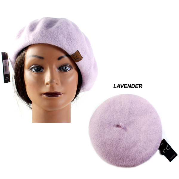 C.C SOLID POLYESTER BERET(CH0022-BR08)