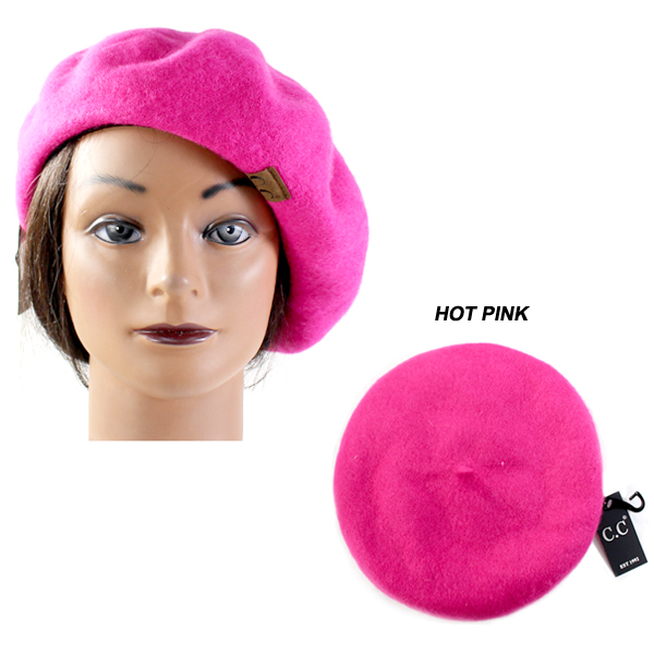 C.C SOLID POLYESTER BERET(CH0022-BR08)