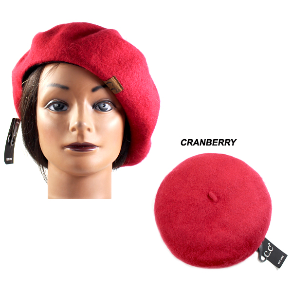 C.C SOLID POLYESTER BERET(CH0022-BR08)