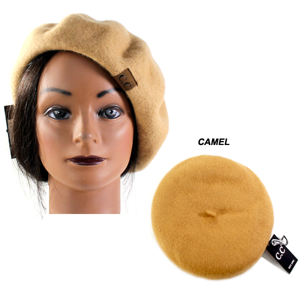 C.C SOLID POLYESTER BERET(CH0022-BR08)