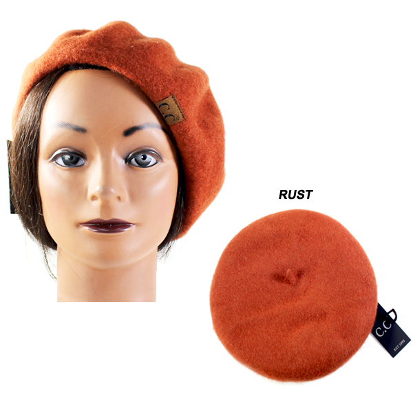 C.C SOLID POLYESTER BERET(CH0022-BR08)