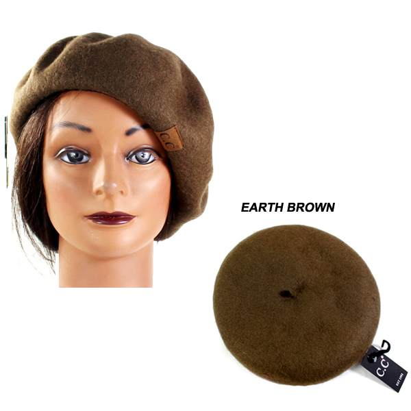 C.C SOLID POLYESTER BERET(CH0022-BR08)