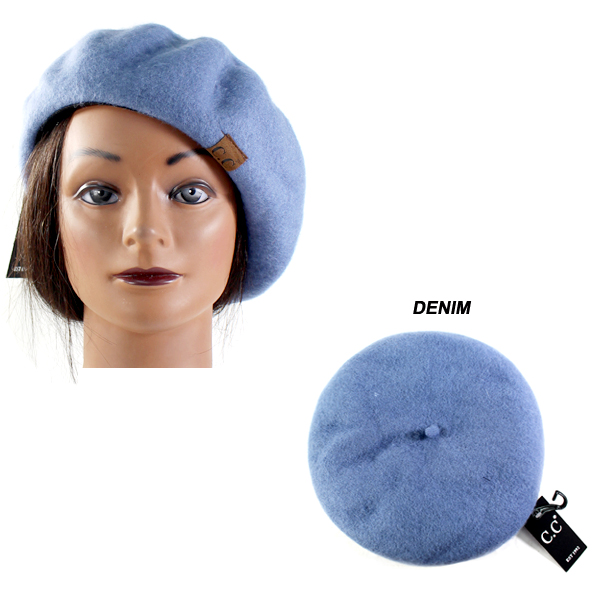 C.C SOLID POLYESTER BERET(CH0022-BR08)