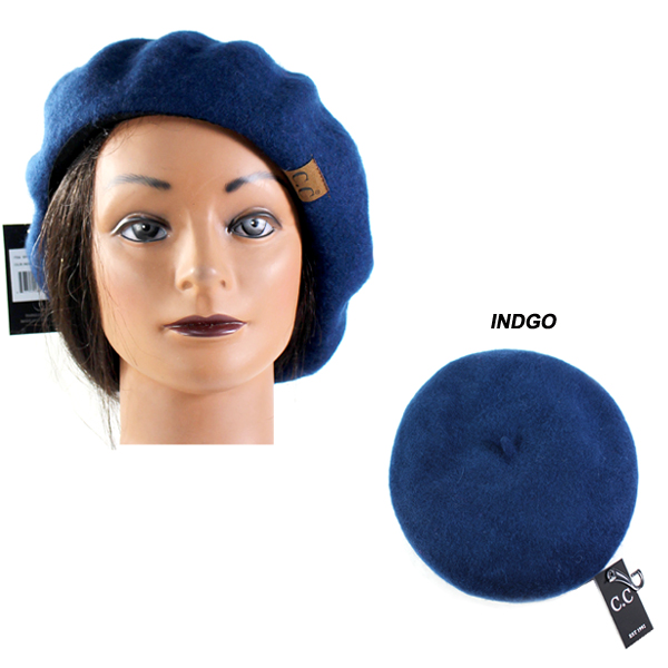 C.C SOLID POLYESTER BERET(CH0022-BR08)