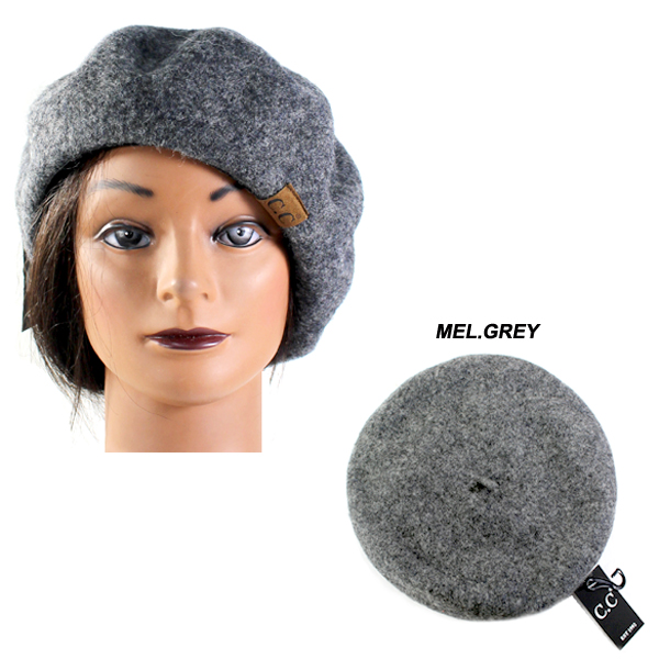 C.C SOLID POLYESTER BERET(CH0022-BR08)