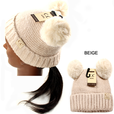 DZ/KIDS-C.C KIDS HAT W DOUBLE POMPOM(CK0001-KID27)