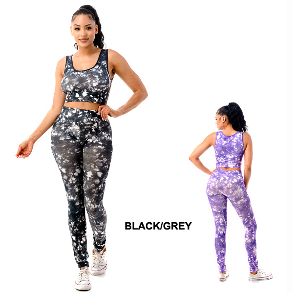 6PC-SEAMLESS TIE DYE CROP TOP & LEGGINGS(CLA0063-SET6941)