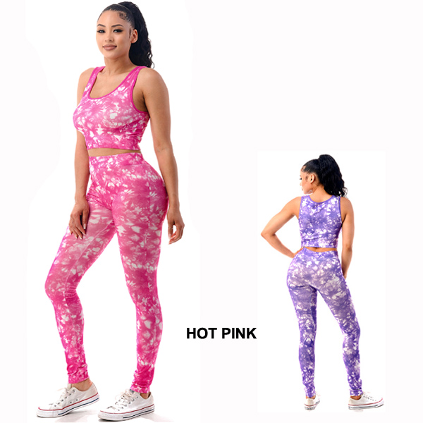 6PC-SEAMLESS TIE DYE CROP TOP & LEGGINGS(CLA0063-SET6941)