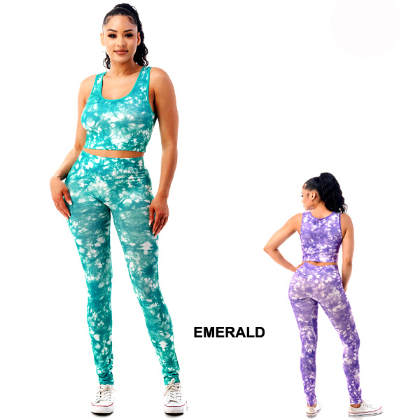 6PC-SEAMLESS TIE DYE CROP TOP & LEGGINGS(CLA0063-SET6941)