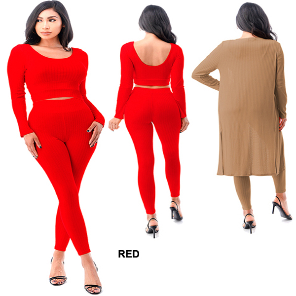 6PC-PLUS SIZE 3PC CARDIGAN,CROP TOP&LEGGING SET(CLA0078-SET6993)