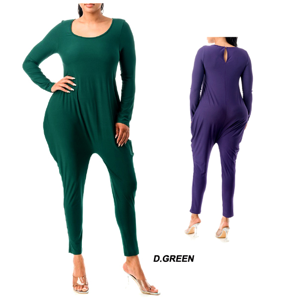 6PC-PLAIN LONG SLEEVE HAREM JUMPSUIT(CLA0126-JP20295)