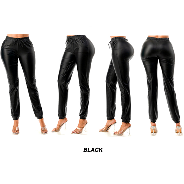 6PC-HIGH WAIST PU LEATHER ANKLE-TIED PANTS(CLA0130-PPU20377)