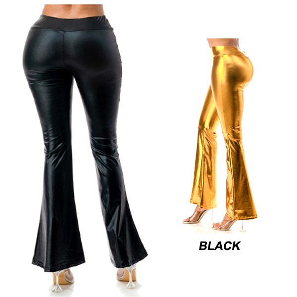 6PC-PU LEATHER HIGH WAIST BELL BOTTOM PANTS(CLA0135-PPU9848)