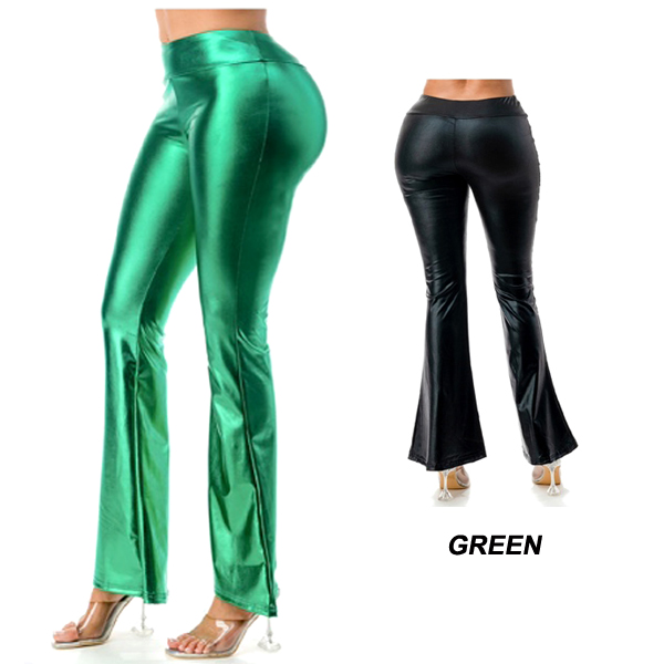 6PC-PU LEATHER HIGH WAIST BELL BOTTOM PANTS(CLA0135-PPU9848)