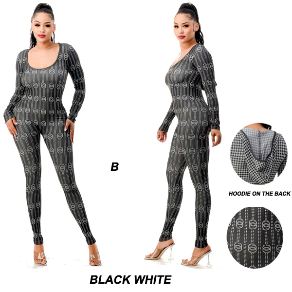 6PC-SEAMLESS LONG SLEEVE JUMPSUIT W/HOODY(CLA0137-SMJP9838)