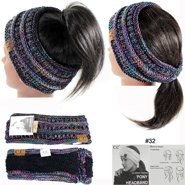 DZ-C.C 4TONE RIBBED KNIT PONYTAIL H/BAND(CW0008-HB826)