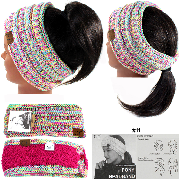 DZ-C.C 4TONE RIBBED KNIT PONYTAIL H/BAND(CW0008-HB826)