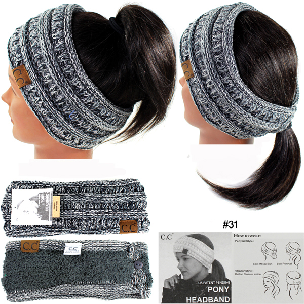 DZ-C.C 4TONE RIBBED KNIT PONYTAIL H/BAND(CW0008-HB826)