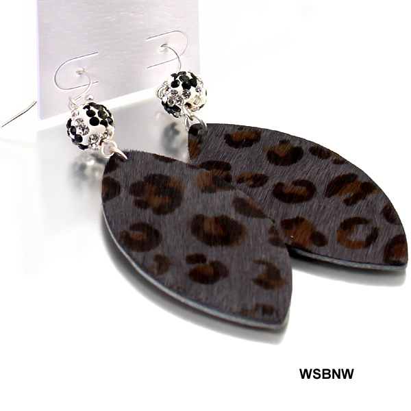 CRYSTAL LEATHER PATTERN FISH HOOK ER(EF0311-CE2617)