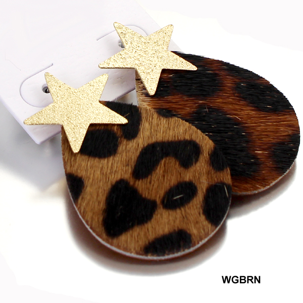 LEATHER METAL STAR ANIMAL PRINT ER(EF0313-CE2710)